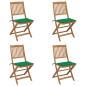 Preview: ARDEBO.de - Klappbare Gartenstühle 4 Stk. mit Kissen Massivholz Akazie