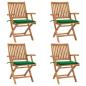 Preview: ARDEBO.de - Klappbare Gartenstühle mit Kissen 4 Stk. Massivholz Teak