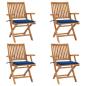 Preview: ARDEBO.de - Klappbare Gartenstühle mit Kissen 4 Stk. Massivholz Teak