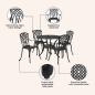 Preview: Garten Essgruppe 5 pcs Schwarz Aluminium