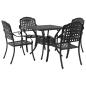 Preview: Gartentisch Set 5 pcs Schwarz Gussaluminium