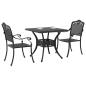 Preview: ARDEBO.de - Gartentisch Set 3 pcs Schwarz Gussaluminium
