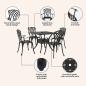 Preview: Gartentisch Set 5 pcs Schwarz Gussaluminium