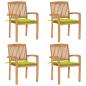 Preview: ARDEBO.de - Stapelbare Gartenstühle mit Kissen 4 Stk. Massivholz Teak
