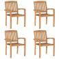 Preview: Stapelbare Gartenstühle mit Kissen 4 Stk. Massivholz Teak