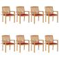 Preview: ARDEBO.de - Stapelbare Gartenstühle mit Kissen 8 Stk. Massivholz Teak