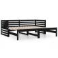 Preview: Tagesbett Ausziehbar Schwarz 2x(90x190) cm Massivholz Kiefer