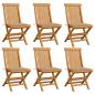 Preview: ARDEBO.de - Gartenstühle mit Beige Kissen 6 Stk. Massivholz Teak