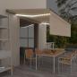 Preview: ARDEBO.de - Markise Manuell Einziehbar mit Rollo & LED 5x3 m Creme