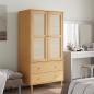 Preview: ARDEBO.de - Kleiderschrank SENJA Rattan-Optik Braun 90x55x175cm Kiefernholz
