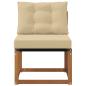 Preview: Outdoor Mittelsofa Massivholz Akazie und Textilene Stoff Natur