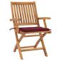 Preview: Gartenstühle 2 Stk. mit Weinroten Kissen Teak Massivholz