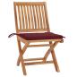 Preview: Gartenstühle 2 Stk. mit Weinroten Kissen Teak Massivholz