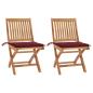 Preview: Gartenstühle 2 Stk. mit Weinroten Kissen Teak Massivholz