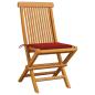 Preview: Gartenstühle mit Roten Kissen 4 Stk. Teak Massivholz