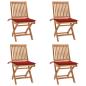 Preview: ARDEBO.de - Klappbare Gartenstühle mit Kissen 4 Stk. Massivholz Teak