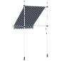 Preview: Einziehbare Markise Handbetrieben 150 cm Blau/Weiß Gestreift