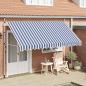 Preview: ARDEBO.de - Einziehbare Markise Handbetrieben 400 cm Blau/Weiß Gestreift