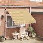 Preview: ARDEBO.de - Einziehbare Markise Handbetrieben 250 cm Gelb/Blau Gestreift