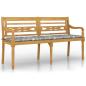 Preview: Batavia-Bank mit Kissen Grau Karomuster 150 cm Massivholz Teak