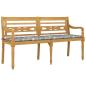 Preview: Batavia-Bank mit Kissen Grau Karomuster 150 cm Massivholz Teak
