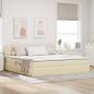 Preview: ARDEBO.de - Aufbewahrungsbett mit Matratze Creme 200 x 200 cm Samt