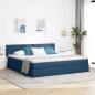 Preview: ARDEBO.de - LED-Speicherbett mit Matratze Blau 200 x 200 cm Stoff