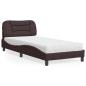 Preview: ARDEBO.de - Bett mit Matratze "Hvar" Dunkelbraun 80x200 cm Stoff