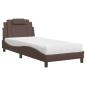 Preview: Bett "Viana" mit Matratze Braun 80x200 cm Kunstleder
