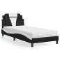 Preview: ARDEBO.de - Bett "Viana" mit Matratze Schwarz und Weiß 80x200 cm Kunstleder