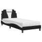 Preview: Bett "Viana" mit Matratze Schwarz und Weiß 80x200 cm Kunstleder