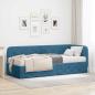 Preview: ARDEBO.de - Eckbettgestell Blau 80 x 200 cm Samt