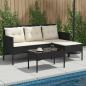 Preview: ARDEBO.de - Gartensofa-set 2 stk. Schwarz und Creme Poly-Rattan