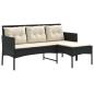 Preview: Gartensofa-set 2 stk. Schwarz und Creme Poly-Rattan