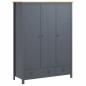 Preview: Kleiderschrank mit 3 Türen Hill Grau 127x50x170 cm Kiefernholz