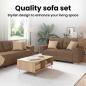 Preview: Sofa 3 pcs Braun 221 x 80 x 80 cm Leinenmischgewebe