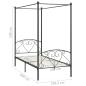 Preview: Himmelbett-Gestell Grau Metall 100 x 200 cm