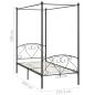 Preview: Himmelbett-Gestell Grau Metall 120 x 200 cm
