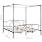 Preview: Himmelbett-Gestell Grau Metall 200 x 200 cm