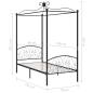 Preview: Himmelbett-Gestell Schwarz Metall 90 x 200 cm
