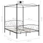 Preview: Himmelbett-Gestell Schwarz Metall 180 x 200 cm