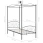 Preview: Himmelbett-Gestell Grau Metall 90 x 200 cm