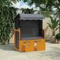 Preview: ARDEBO.de - Strandkorb mit Dach Poly Rattan & Massivholz Schwarz Anthrazit