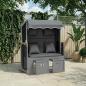 Preview: ARDEBO.de - Strandkorb mit Kissen Poly Rattan Massivholz Anthrazit Schwarz