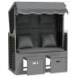 Preview: Strandkorb mit Kissen Poly Rattan Massivholz Anthrazit Schwarz