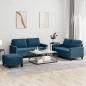 Preview: ARDEBO.de - 3-tlg. Sofagarnitur mit Kissen Blau Samt