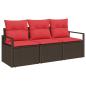 Preview: Sofa Set mit Kissen 3 pcs Braun Poly Rattan