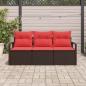 Preview: Sofa Set mit Kissen 3 pcs Braun Poly Rattan
