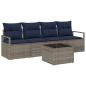 Preview: Sofa Set 5 pcs Grau und Blau Poly-Rattan