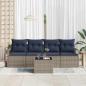 Preview: Sofa Set 5 pcs Grau und Blau Poly-Rattan